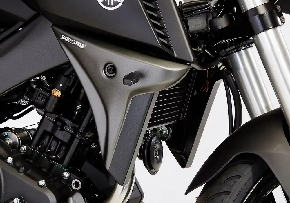 Billig BODYSTYLE Sportsline Kühlerseitenverkleidung ABS Kunststoff grau/rot für YAMAHA MT-125