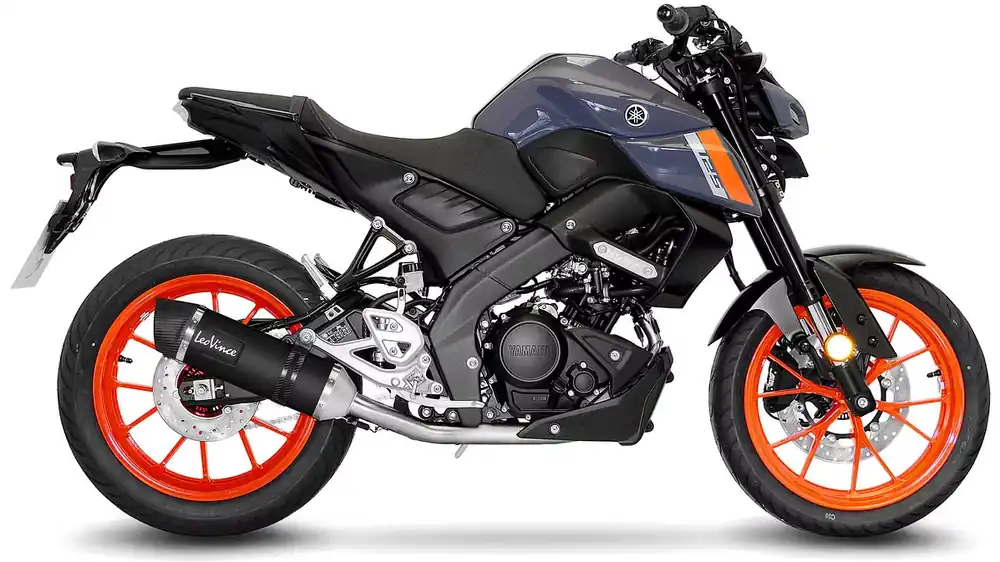 LeoVince Komplettanlage Edelstahl SBK LV ONE EVO Schwarz für YAMAHA MT-125 / XSR 125 / YZF-R125 mit Katalysator Finale Aktion