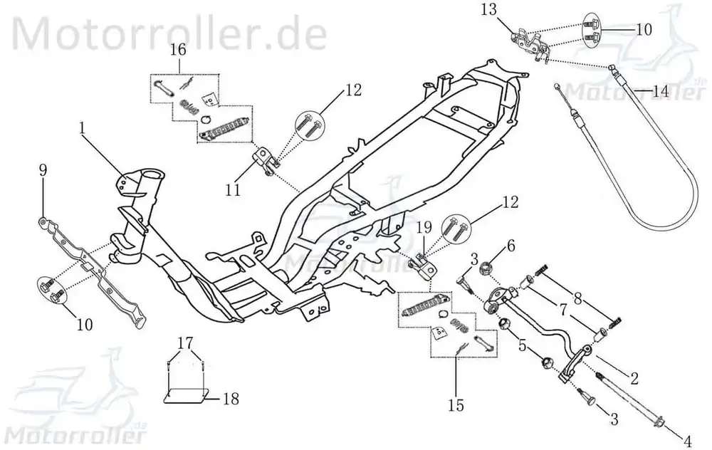 Sale Vierkantschraube Bolzen Motorlager M10x1.25x45mm 50ccm 2Takt verzinkt 1E40QMB Scooter AGM Fighter 50 One Fighter 50 Sport Ersatzteil