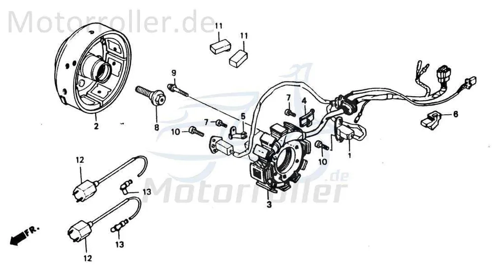 Neue Ware Chunlan Chopper Lichtmaschine 125ccm 4Takt 244FM.10.05 Stator Ankerplatte Anker-Platte Stromerzeuger Strom-Generator Licht-Maschine