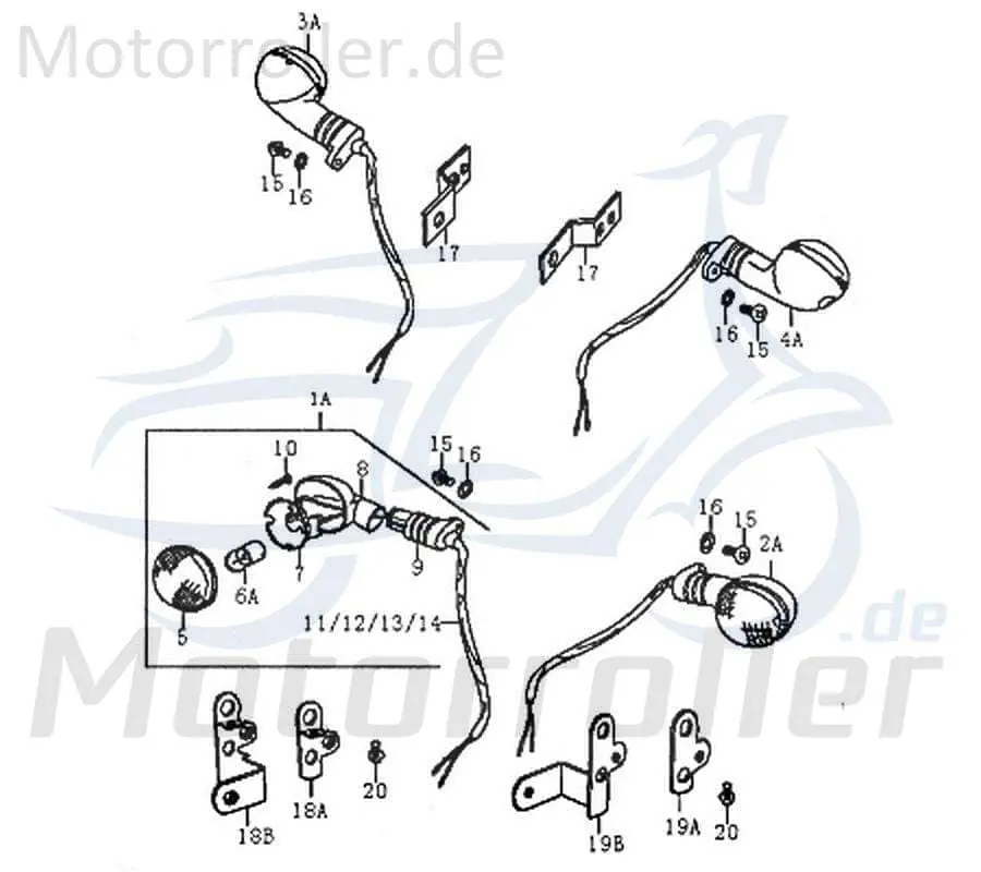 Blinker links hinten Rex Supermoto 125 DD 125ccm 4Takt Signalleuchte Blinklicht Blinkleuchte Fahrtrichtungsanzeiger Blinkleuchten Markenware