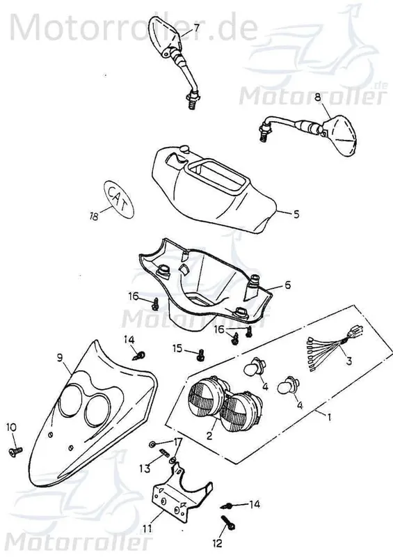 Adly Cat 50 Scheinwerferverkleidung 50ccm 2Takt 64321-118-000-ML Scheinwerfer-Verkleidung Lenker-Verkleidung Scheinwerferabdeckung Nur Heute