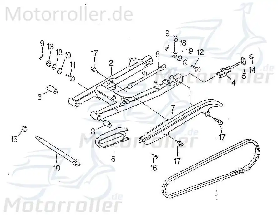 Super-Preis SMC Chopper 125 Schwingarm Roller 125ccm 4Takt 32100-CHP-00 Schwinge Schwing-Arm Scooter Ersatzteil Service Inpektion Direktimport