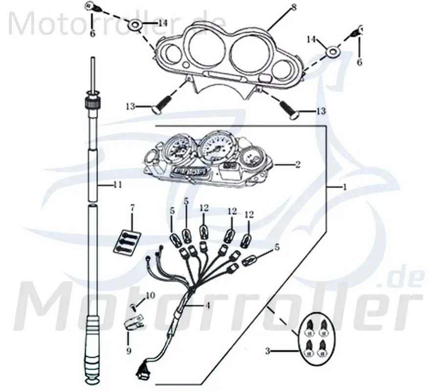 Must-Have Rex INSIGNIO 125 DD Kabelbaum Tacho 125ccm 4Takt 702026 Tachometer Stromverteiler Kabelbaumverteiler Kabelsatz Kabel-Baum 125ccm-4Takt