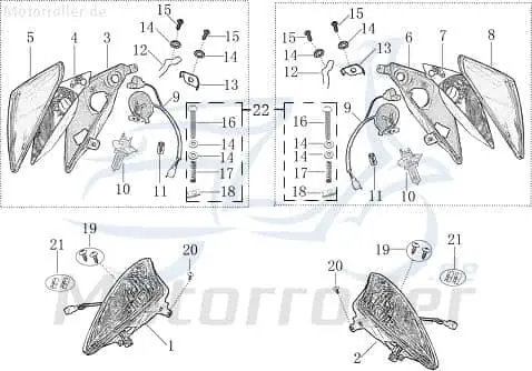 Scheinwerfer rechts Jonway Galactica 2.0 RC 50 Scooter 702718 Frontscheinwerfer Hauptscheinwerfer Front-Scheinwerfer Vorderlicht Moped Nur Heute