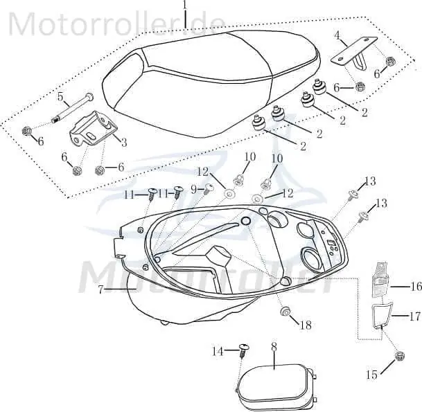 Abverkauf Helmstaufachabdeckung Sitzbank Motorroller 50cc 702765