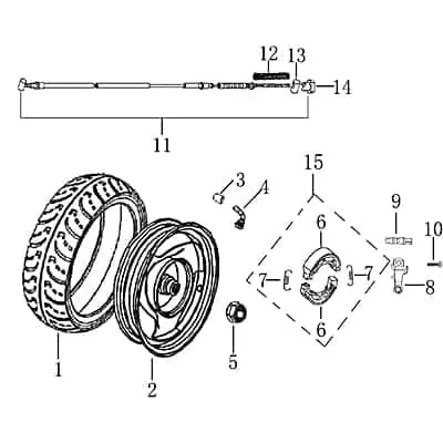 Expressversand Hinterrad komplett Motorroller Rex Milano 703096
