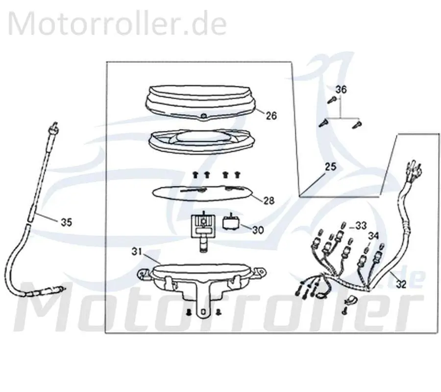 Jonway Florett 2.0 50 City Tachometer 50ccm 2Takt 740922 Geschwindigkeitsmesser Geschwindigkeitsanzeige Speedometer kmh-Anzeige Scooter Geprüft
