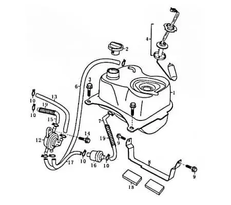 Rex RS125 QM125T-10D Benzintank Kraftstofftank Motorroller 82610 Ersatztank Kreidler Florett RMC 125 Benzinbehälter Kraftstoffbehälter Preis Gesenkt