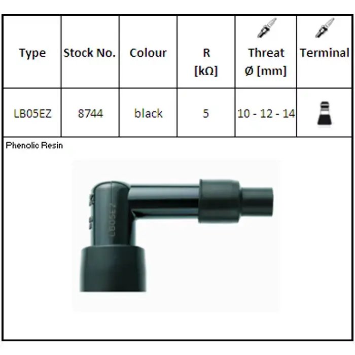 NGK Zündkerzenstecker LB05EZ 8744 90° gewinkelt passend für Yamaha RD 125 Solange Der Vorrat Reicht