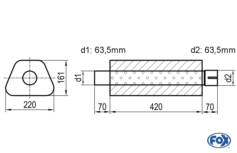 FOX Uni-Schalldämpfer Trapezoid Edelstahl 420mm Sofort Bestellen