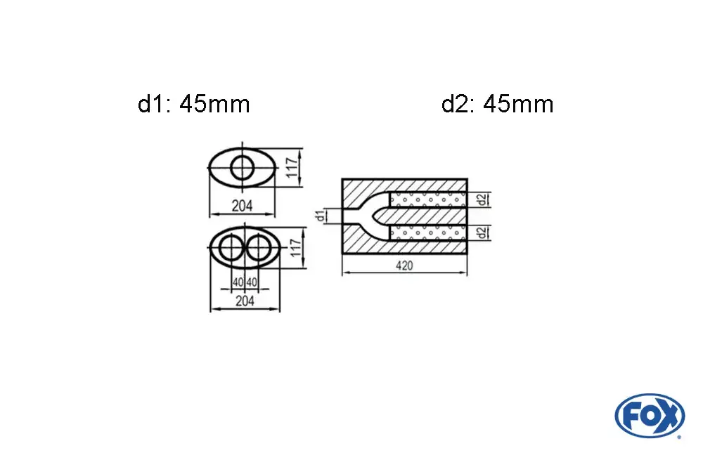 FOX Uni-Schalldämpfer oval zweiflutig aus Edelstahl – individuell anpassbar Top-Angebot