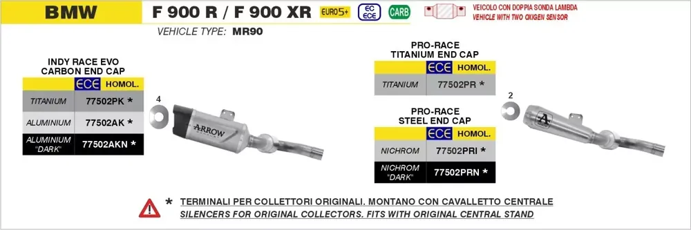 Geprüft ARROW PRO-RACE Titan Endschalldämpfer passend für BMW F 900 R / XR 2025