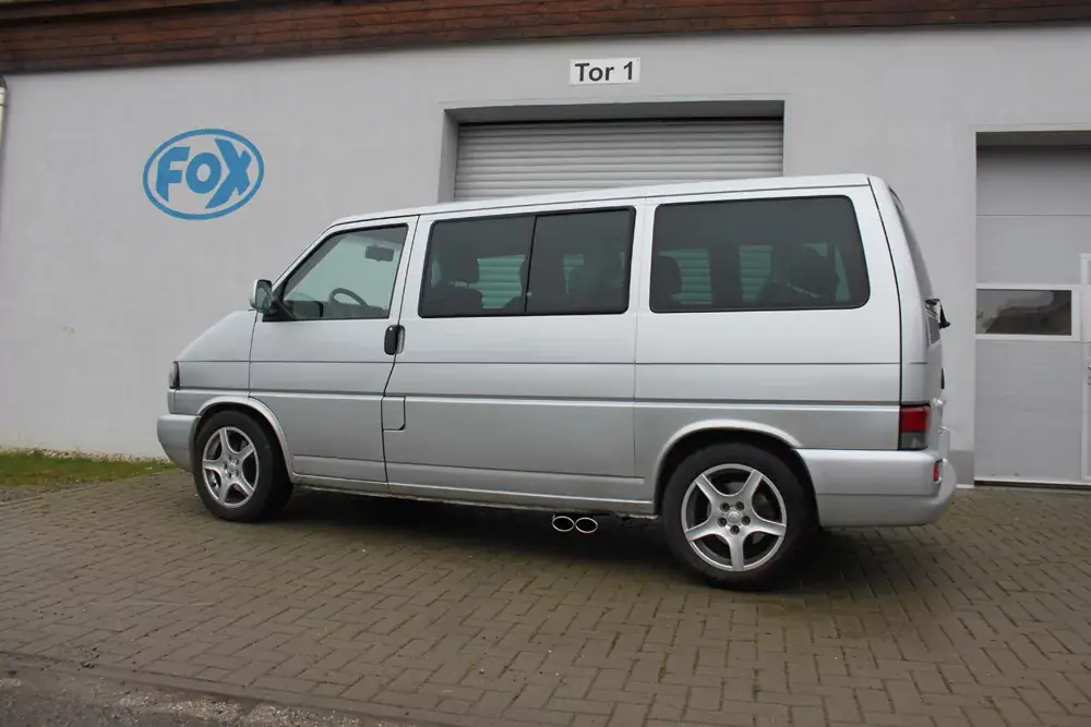 Ausverkauf FOX Sidepipe passend für VW T4 2,5l TDI – End- und Vorschalldämpfer, Fahrerseite 2x106x71 Typ 38
