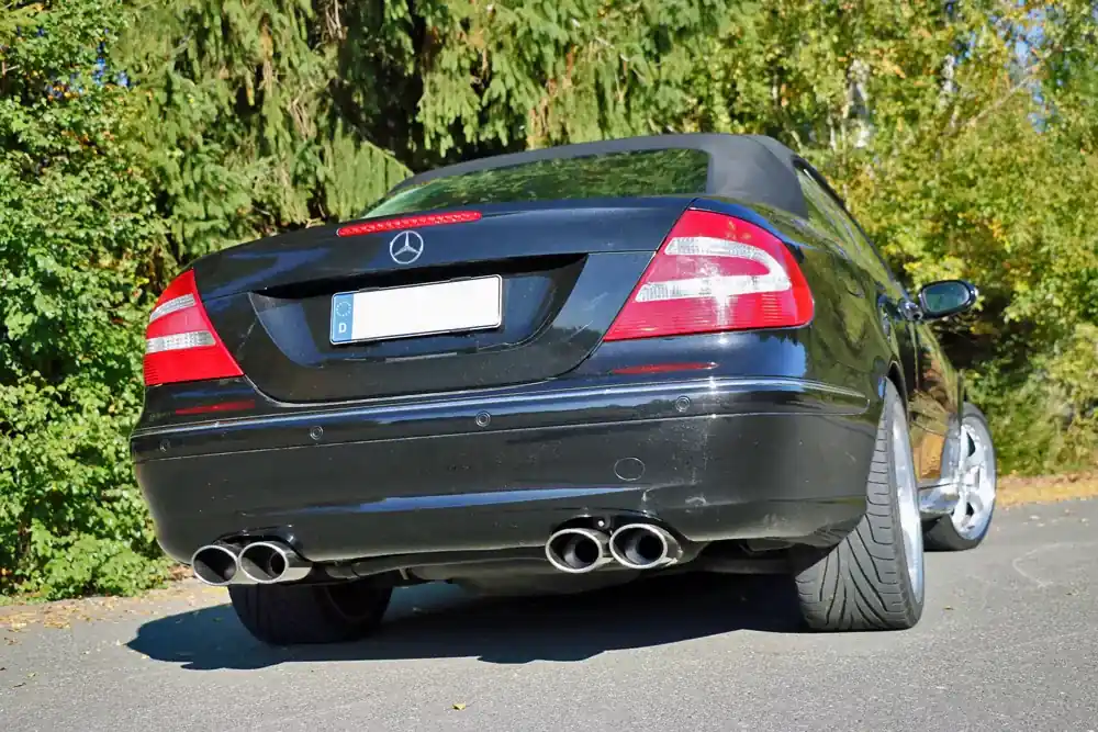 FOX Endschalldämpfer passend für Mercedes CLK Typ 209 Cabrio & Coupé Ø70mm - 2x115x85 Typ 32 rechts/links Saisonangebot