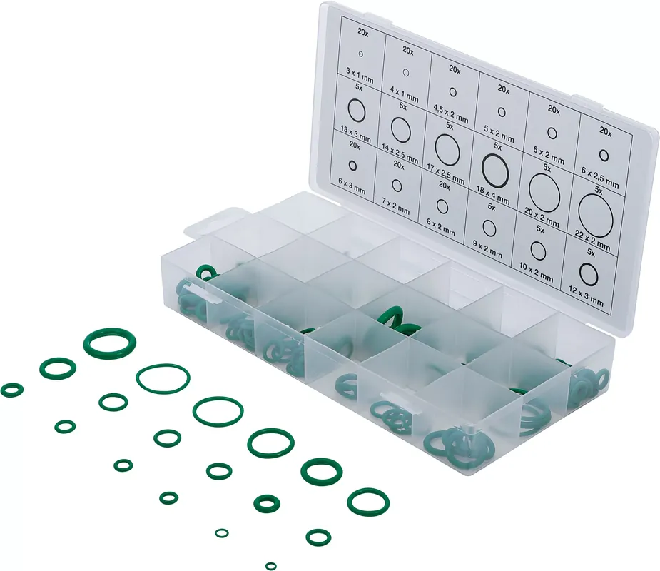 Sale O-Ring-Sortiment HNBR 225-tlg. Ø 3–22 mm für Klimaleitungen