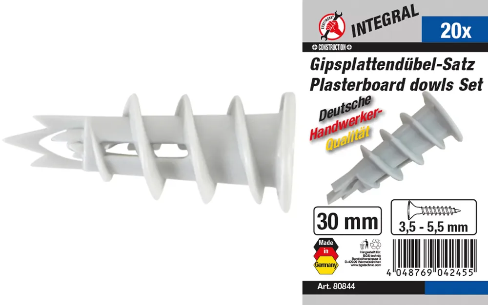 Schneller Versand Gipsplattendübel-Sortiment 20-tlg. mit Bohrspitze