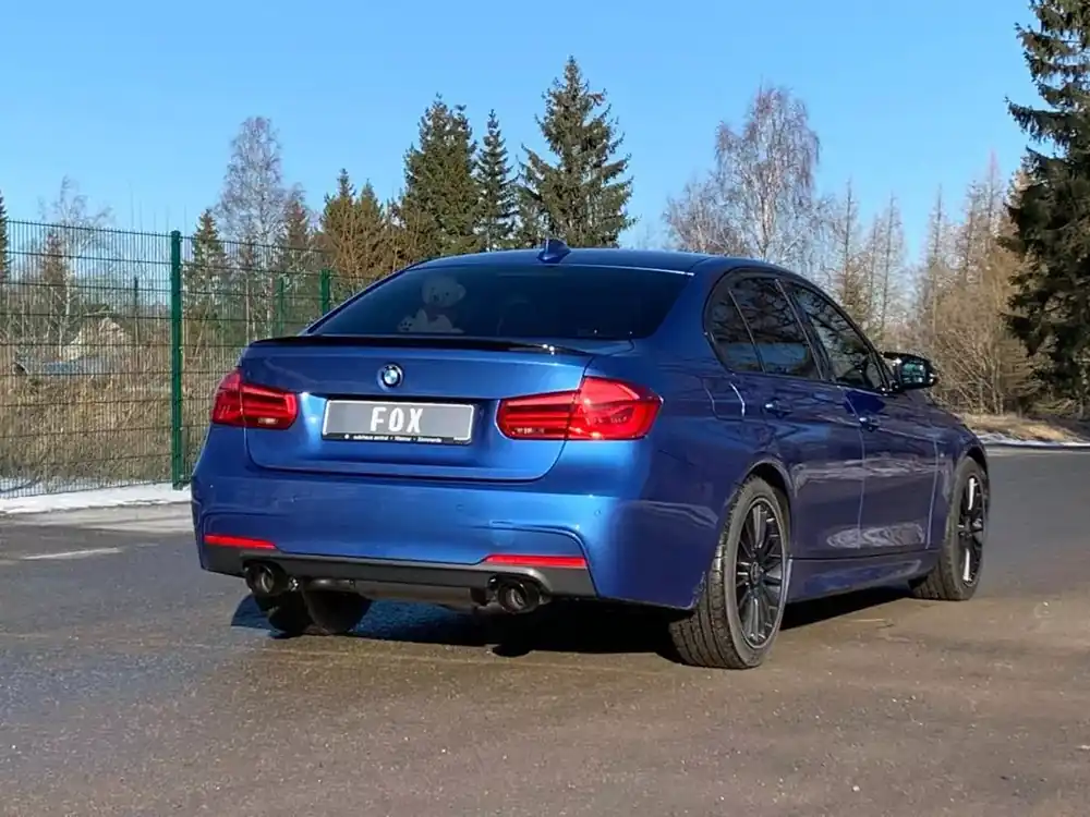 Neu Im Sortiment FOX Endschalldämpfer passend für BMW F30/31 330i xDrive - Ausgang rechts/links 1x100 Typ 25 Schwarz - mit Abgasklappe