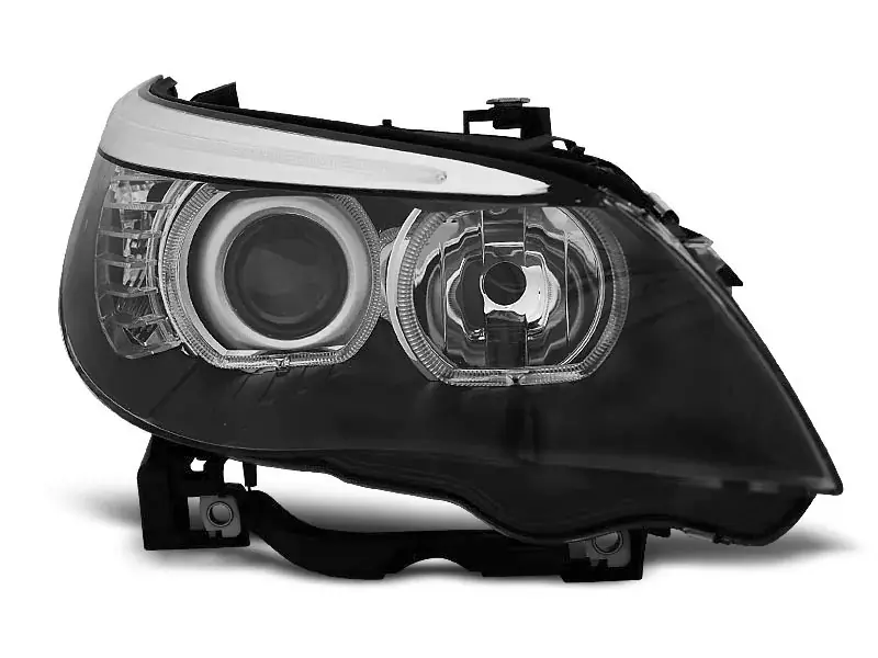 Sonderaktion Angel Eyes LED Scheinwerfer Black passend für BMW E60 / E61 03-07