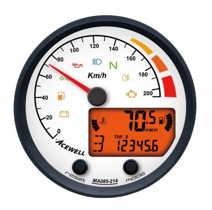ACEWELL Analog Tacho 210 Km/h mit Digital DZM – Gehäuse schwarz, Zifferblatt weiss Top-Angebot
