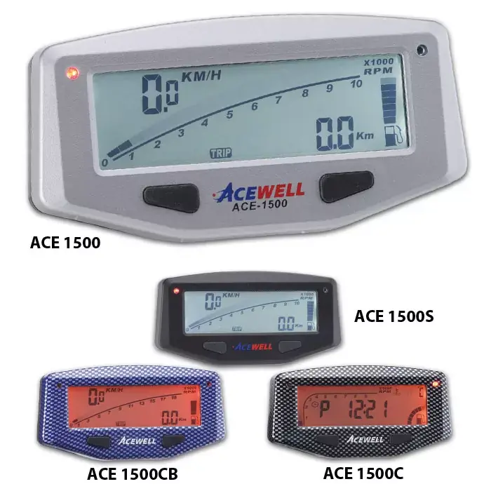 Multifunktionelles Digitalinstrument carbon-blau mit Tachometer, Drehzahlmesser und Tankanzeige Schneller Versand