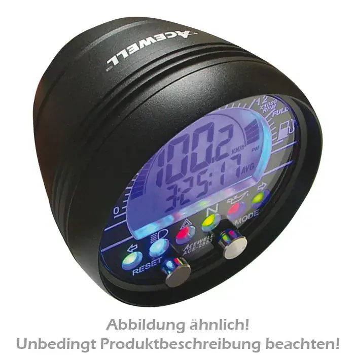 Multifunktionales Digitalinstrument in Carbon – Einbau-Tacho mit Drehzahlmesser und Uhr Neue Ware