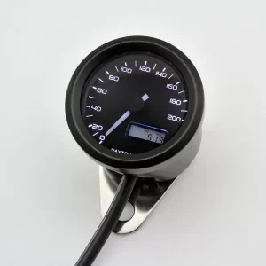 Must-Have Daytona Velona Tachometer schwarz -200 km/h Ø48mm mit Uhr und Voltanzeige, 3-farbig