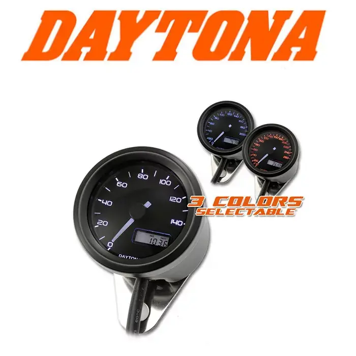 Schneller Versand Daytona Velona Tachometer 48mm schwarz -140 km/h mit Uhr & Voltmeter
