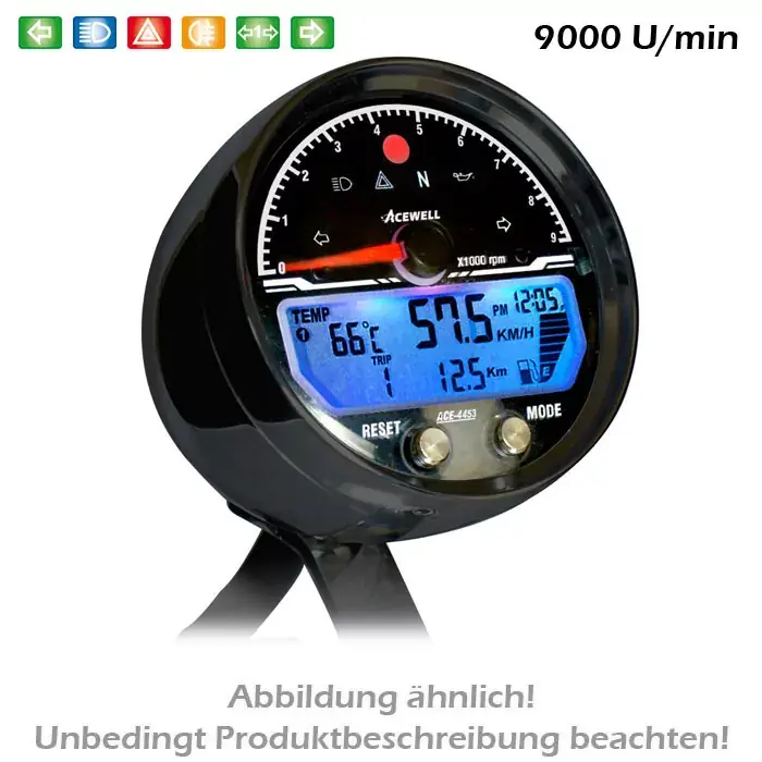 Neue Kollektion Acewell Multifunktionelles Digitalinstrument ACE-4000 alu-schwarz Tachometer & Drehzahlmesser