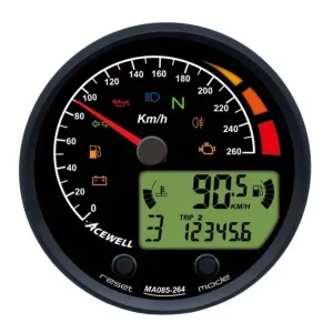 Sonderaktion ACEWELL Analog Tacho 260 Km/h mit digitalem Drehzahlmesser und schwarzem Gehäuse