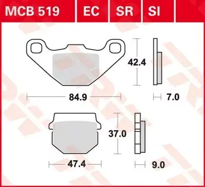 TRW Scheibenbremsbeläge MCB519EC (50VP) passend für Kawasaki KX 125 Knallerangebot