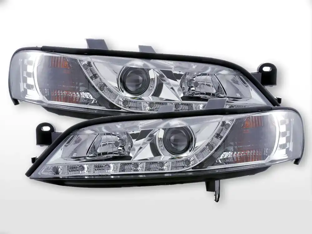 Expressversand Daylight LED Scheinwerfer Set chrom passend für Opel Vectra B 95-99