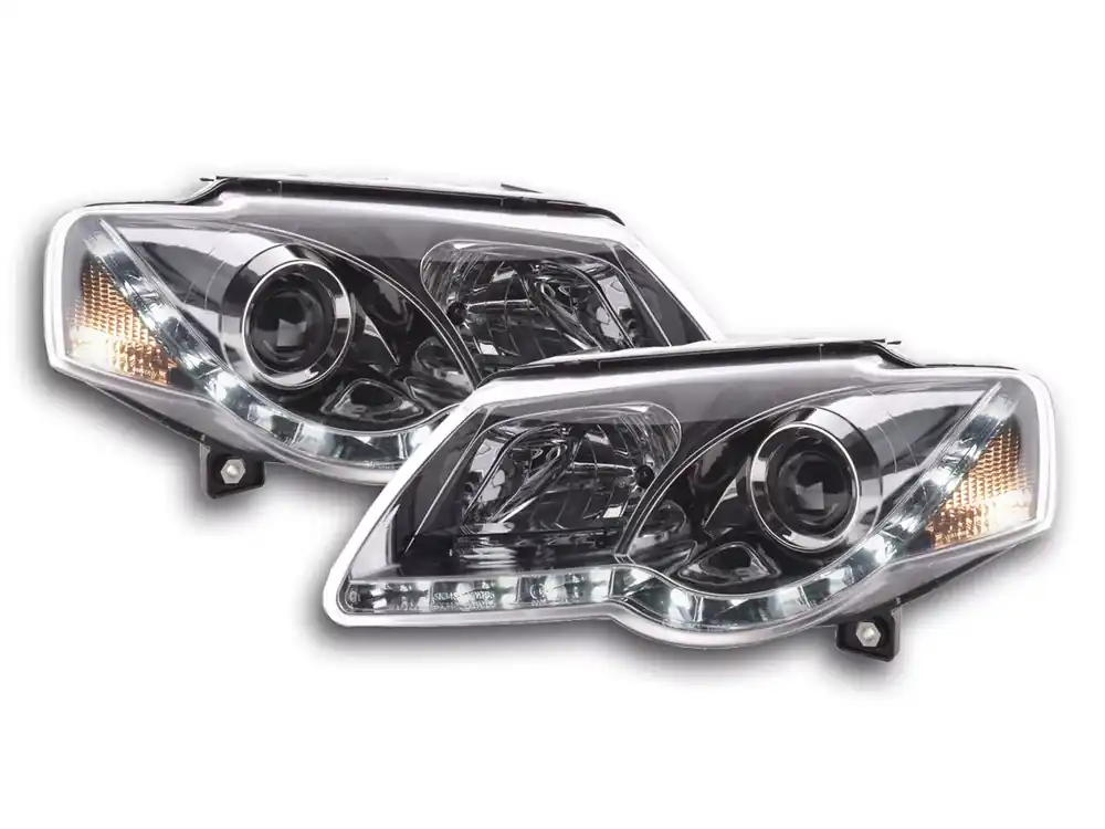 Mega-Angebot Scheinwerfer Set Daylight LED Tagfahrlicht chrom passend für VW Passat B6 3C