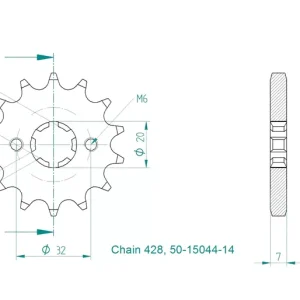 Abverkauf Ritzel 14 Zähne Teilung 428 passend für Yamaha & Beta