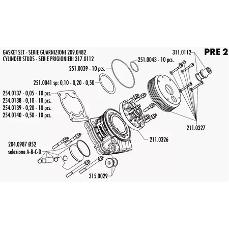 Kolben (B) 52mm / 14mm Polini P.R.E. 100cc Versand Am Gleichen Tag