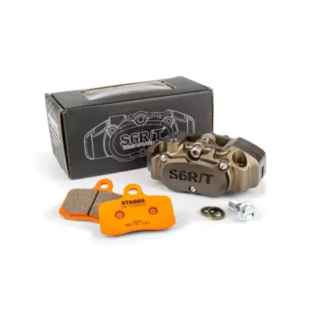 Bremskit 4-Kolben Bremssattel MK2 Stage6 R/T Hard Anodized mit Racing Belägen Kracherpreis